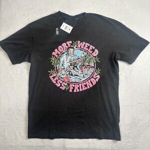 Lil Skies More Weed Less Friends Black Short Sleeve Graphic Shirt Men's Large
